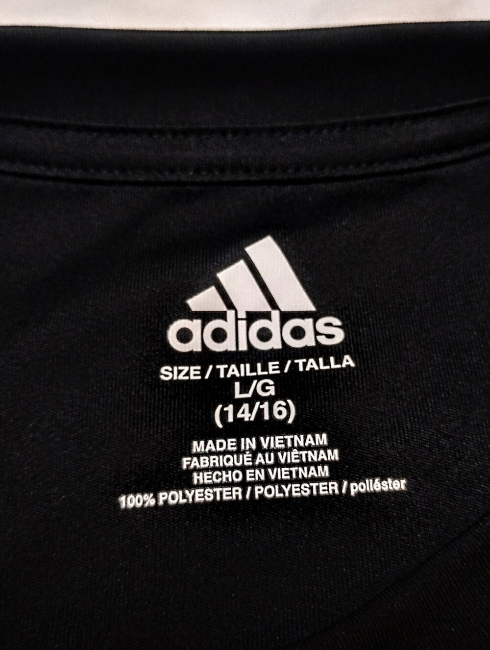 Adidas Tee Shirt Large Black And White T-shirt Athletic Stretchy Breathable - Picture 2 of 4